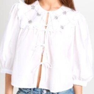 Rhode White Daisy Crystal Tilly Top Size Medium NWOT